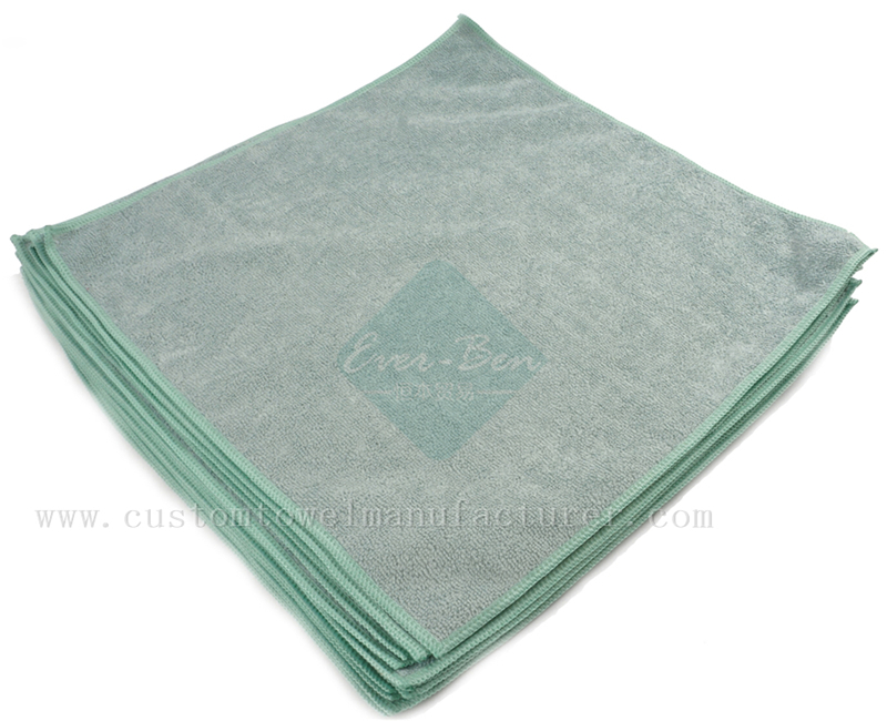 China Bulk microfiber terry towel cleaning cloth supplier|Bulk Custom Brand Green Quick Dry Hair Salon Towel Gift Wholesaler